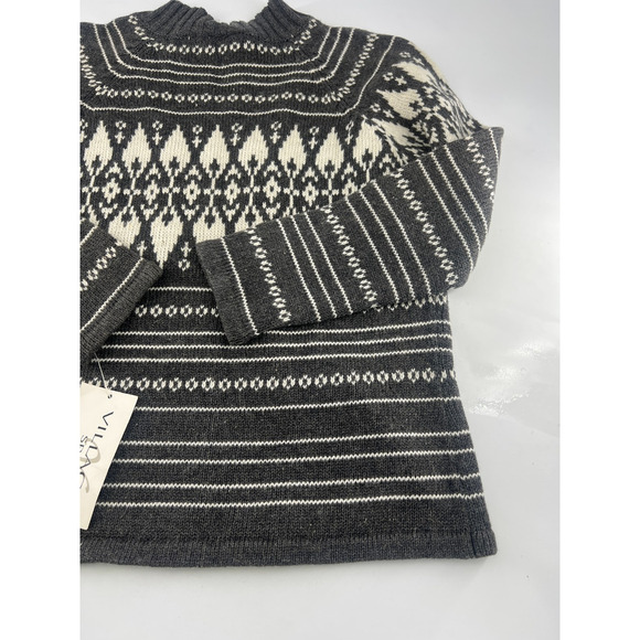 Vintage Villager Sport Sweater Womens Small Petite Gray Cream Cardigan Zip Wool - Picture 8 of 8